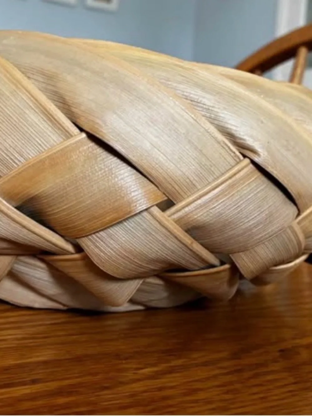 VTG Hawaiian Palm Frond Basket with Decorative Rosette